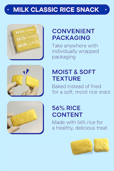 Milk Rice Cracker 240g (8.46oz), Individually Wrapped Crispy & Soft Oven-Baked Snack with Rich Milk Flavor (Package may Vary)